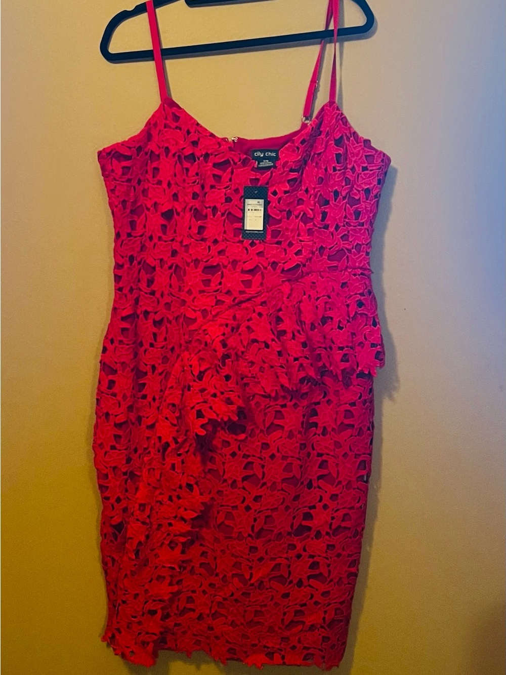 City Chic Red Lace Peplum Sheath Dress